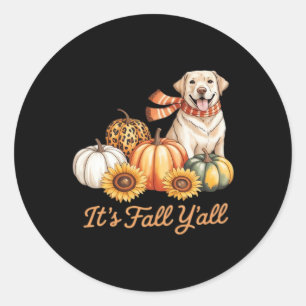 It’s Fall Y’all Dog Leopard Pumpkin Fall Creative Classic Round Sticker