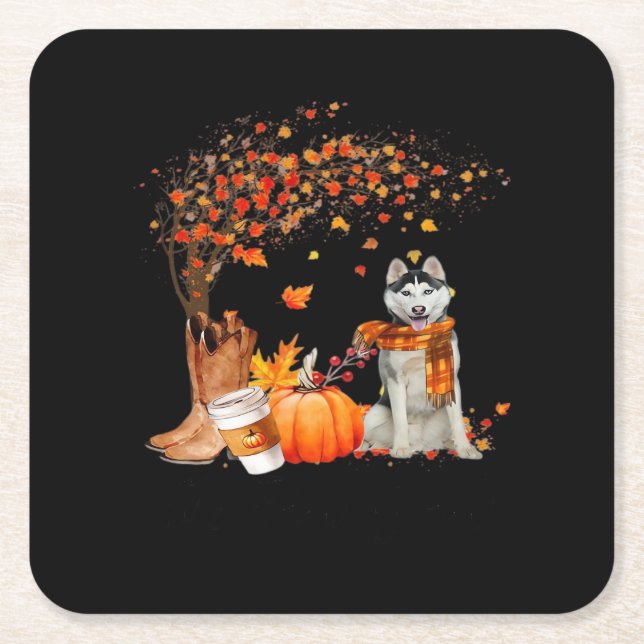 It’s Fall Y’all Dog Thanksgiving Halloween Aesthet Square Paper Coaster (Front)