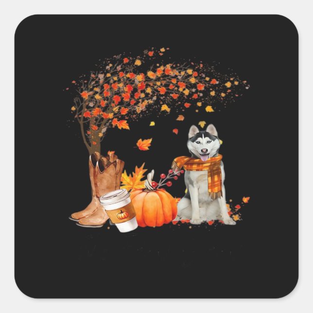 It’s Fall Y’all Dog Thanksgiving Halloween Aesthet Square Sticker (Front)