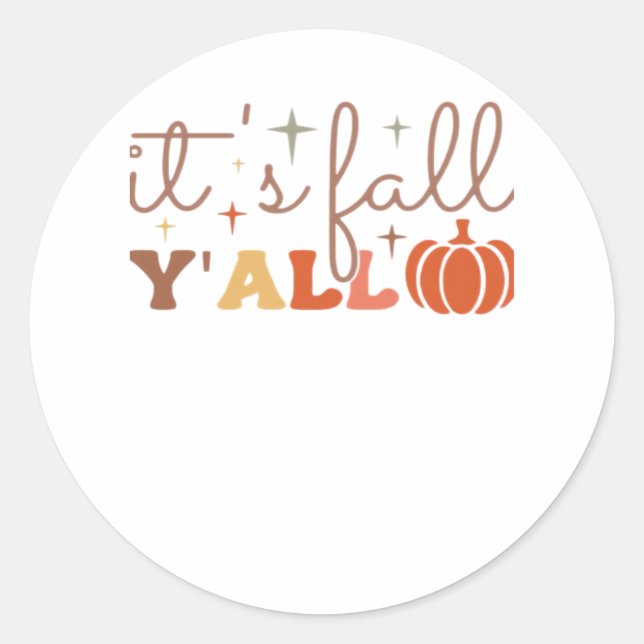 It’s Fall Y’all, Fall Pumpkin Skeleton Creepy Leaf Classic Round Sticker (Front)