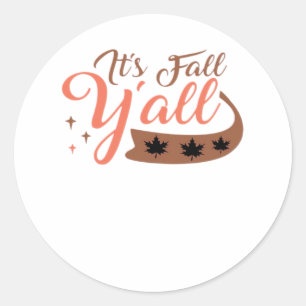 It’s Fall Y’all, Fall Pumpkin Skeleton Creepy Leaf Classic Round Sticker