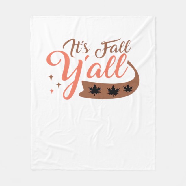 It’s Fall Y’all, Fall Pumpkin Skeleton Creepy Leaf Fleece Blanket (Front)