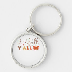 It’s Fall Y’all, Fall Pumpkin Skeleton Creepy Leaf Keychain