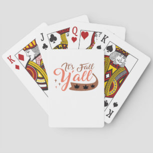 It’s Fall Y’all, Fall Pumpkin Skeleton Creepy Leaf Playing Cards