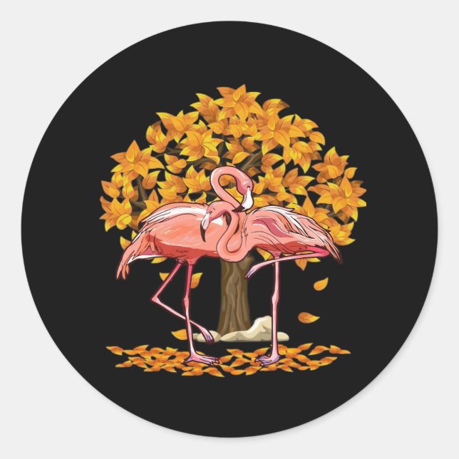 It’s Fall Y’all Flamingo Thanksgiving Halloween Classic Round Sticker (Front)