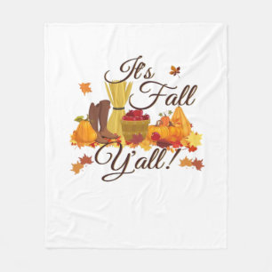 It’s Fall Y’all Funny & Cool Retro Fleece Blanket
