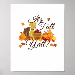 It’s Fall Y’all Funny & Cool Retro Poster