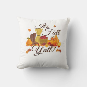 It’s Fall Y’all Funny & Cool Retro Throw Pillow