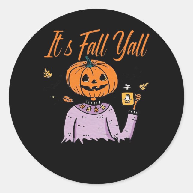 It’s Fall Y’all Funny Minimal Style Classic Round Sticker (Front)