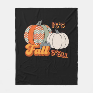 It’s Fall Y’all, Funny Pumpkins Chevron Pattern Fleece Blanket