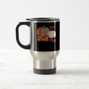 It’s Fall Y’all, Funny Pumpkins Chevron Pattern Travel Mug