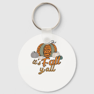 It’s Fall Y’all, Funny Pumpkins Leopard Pattern Keychain