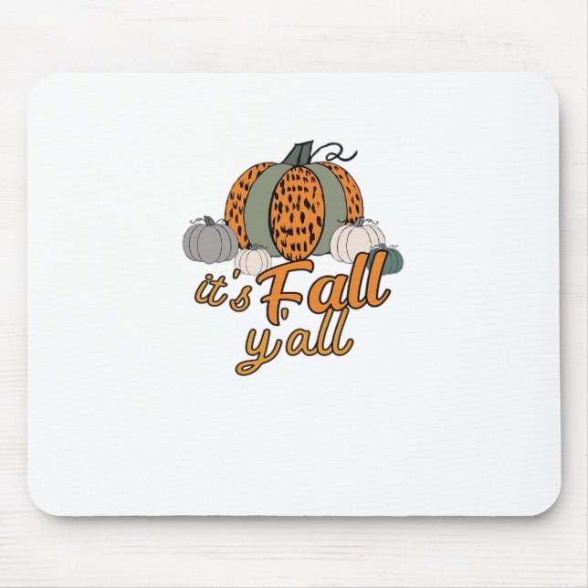 It’s Fall Y’all, Funny Pumpkins Leopard Pattern Mouse Pad (Front)