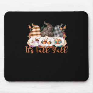 It’s Fall Y’all Gnomes In Autumn Plaid And Leopard Mouse Pad
