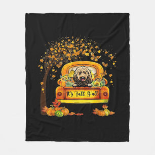 It’s Fall Y’all Goldendoodle Thanksgiving Pumpkin Fleece Blanket