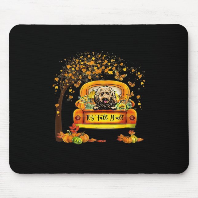 It’s Fall Y’all Goldendoodle Thanksgiving Pumpkin Mouse Pad (Front)