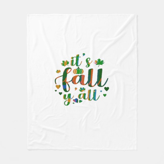 It’s Fall Y’all Graphic Style Fleece Blanket (Front)