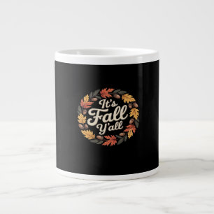 It’s Fall Y’all Halloween Bats Pumpkin Trendy Large Coffee Mug