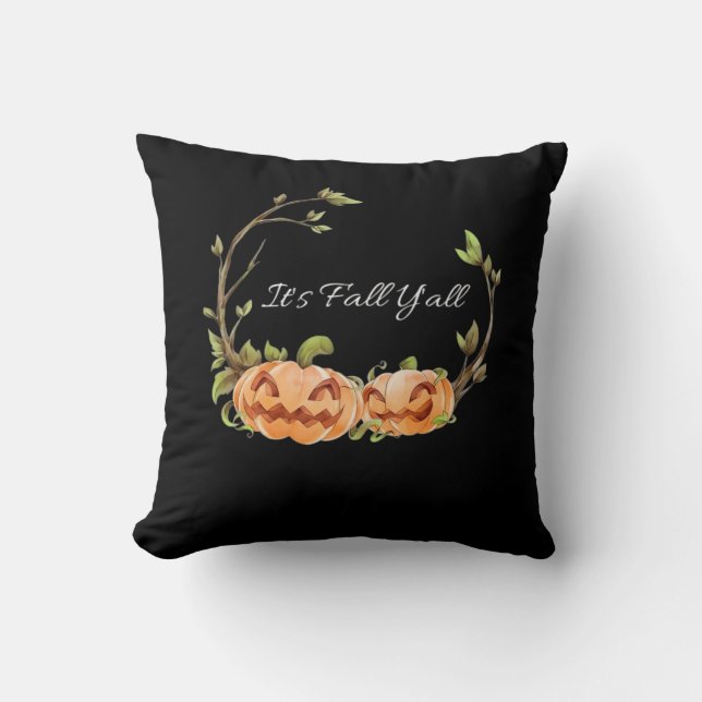 It’s Fall Y’all Halloween Cool Unique Throw Pillow (Front)