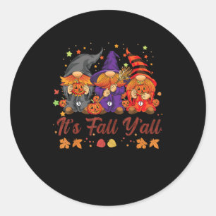 It’s Fall Y’all Halloween Gnomes Pumpkin Autumn Fa Classic Round Sticker