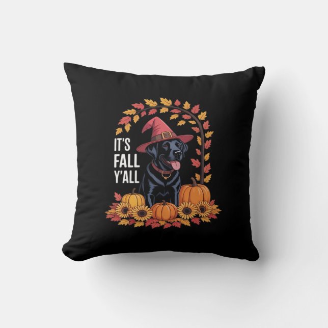 It’s Fall Y’all Halloween Thanksgiving Funny Quote Throw Pillow (Front)