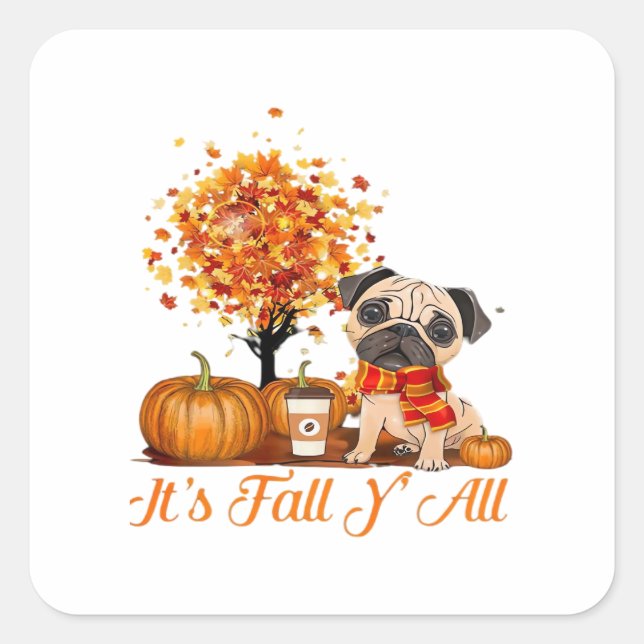 It’s Fall Y’all Halloween Thanksgiving Retro Class Square Sticker (Front)