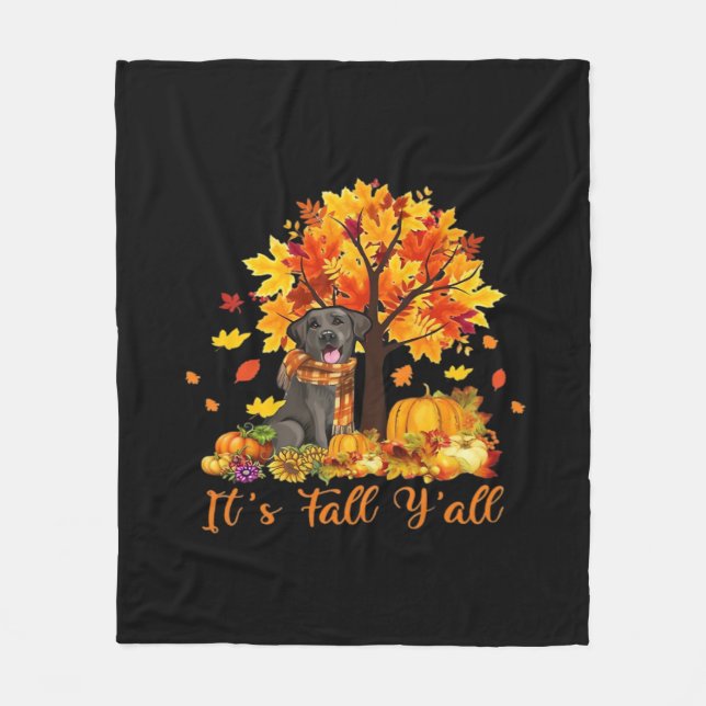 It’s Fall Y’all Halloween Thanksgiving Retro Graph Fleece Blanket (Front)