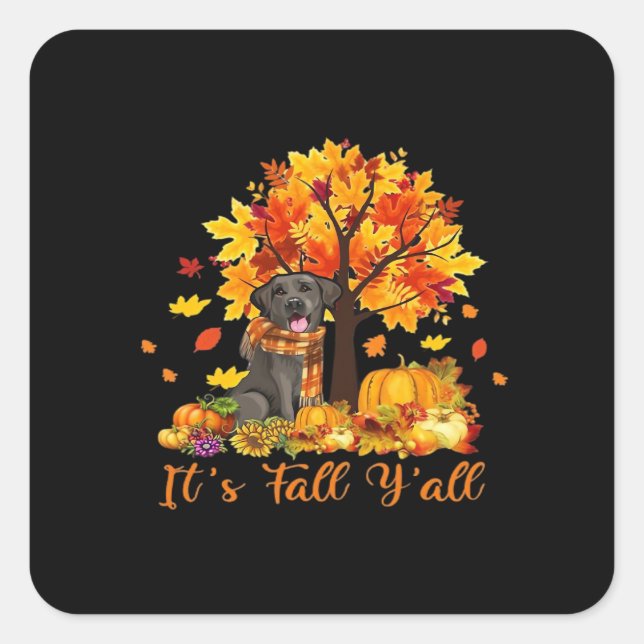 It’s Fall Y’all Halloween Thanksgiving Retro Graph Square Sticker (Front)