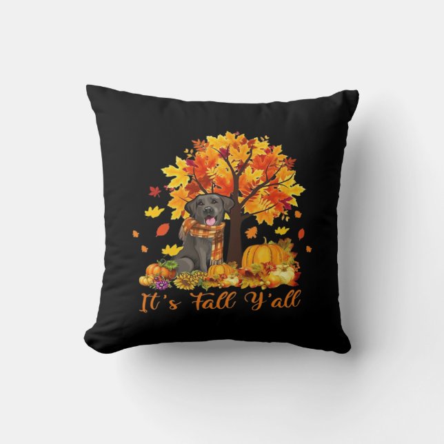 It’s Fall Y’all Halloween Thanksgiving Retro Graph Throw Pillow (Front)