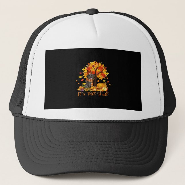 It’s Fall Y’all Halloween Thanksgiving Retro Graph Trucker Hat (Front)