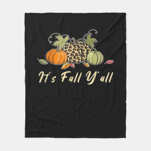 It’s Fall Y’all Happy Autumn Fall Y’all Leopard Pu Fleece Blanket