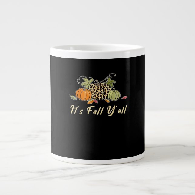 It’s Fall Y’all Happy Autumn Leopard Large Coffee Mug (Front)