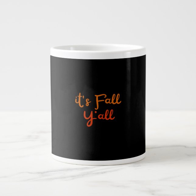 It’s Fall Y’all Happy Fall Y’all Retro Style Large Coffee Mug (Front)