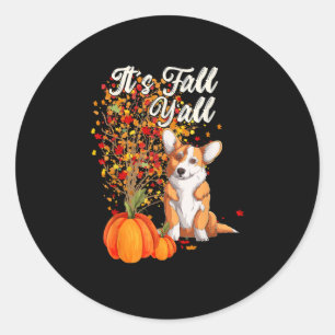 It’s Fall Y’all Leaf Fall Tree Hello Autumn Thanks Classic Round Sticker
