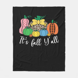 It’s Fall Y’all Leopard Pattern Pumpkin Fleece Blanket