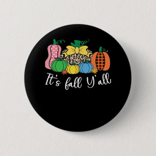 It’s Fall Y’all Leopard Pattern Pumpkin Style 2 Inch Round Button