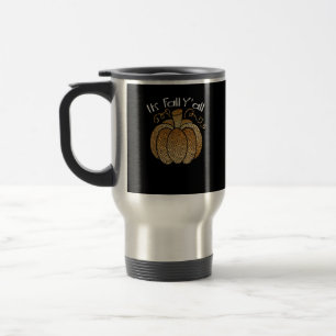 It’s Fall Y’all Leopard Print Pumpkin Rustic Happy Travel Mug