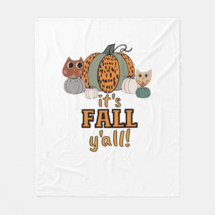 It’s Fall Y’all, Leopard Pumpkins And Owls Fleece Blanket