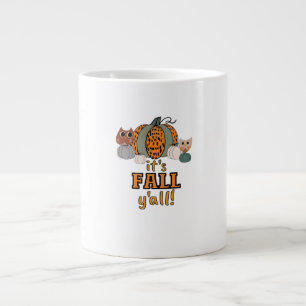 It’s Fall Y’all, Leopard Pumpkins And Owls Large Coffee Mug