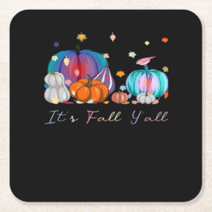 It’s Fall Y’all Magic Pumpkin Autumn Style Square Paper Coaster