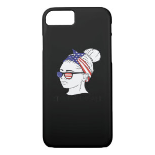 It’s Fall Y’all Messy Bun Women USA Flag Case-Mate iPhone Case