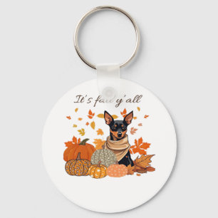 It’s Fall Y’all - Miniature Pinscher With Pumpkins Keychain
