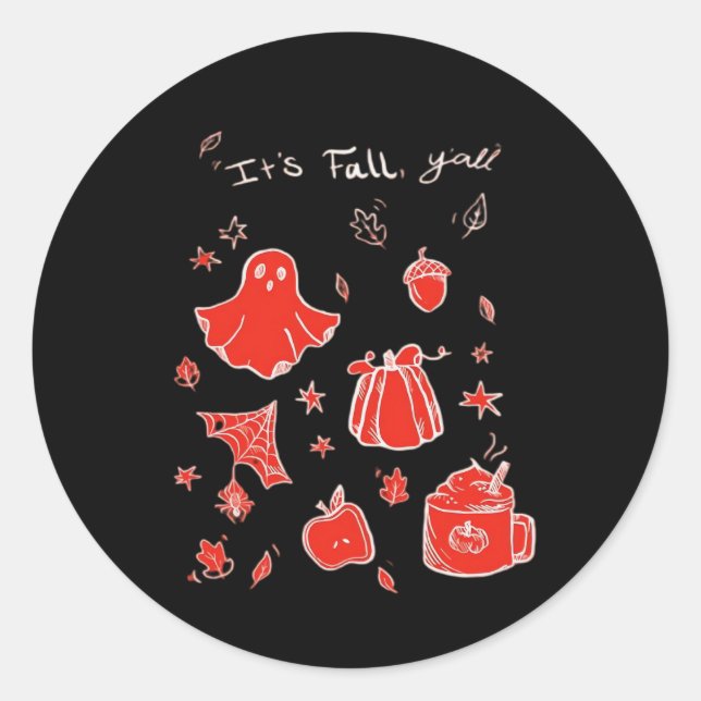 It’s Fall Y’all Minimal Clean Classic Round Sticker (Front)