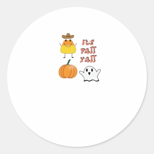 It’s Fall Y’all Minimal Clean Classic Round Sticker (Front)