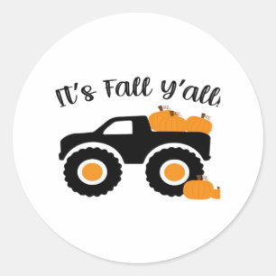 It’s Fall Y’all Monster With Pumpkins Graphic Desi Classic Round Sticker