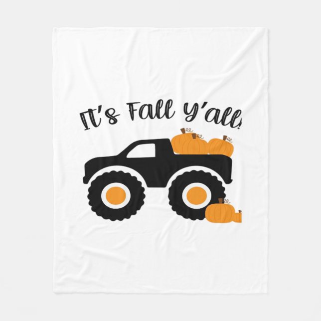 It’s Fall Y’all Monster With Pumpkins Graphic Desi Fleece Blanket (Front)