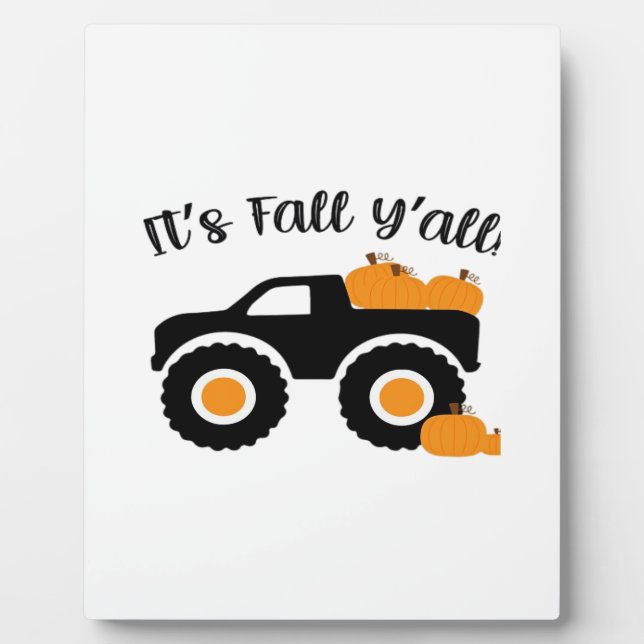 It’s Fall Y’all Monster With Pumpkins Graphic Desi Plaque (Front)