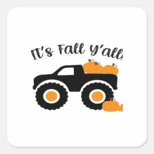 It’s Fall Y’all Monster With Pumpkins Graphic Desi Square Sticker