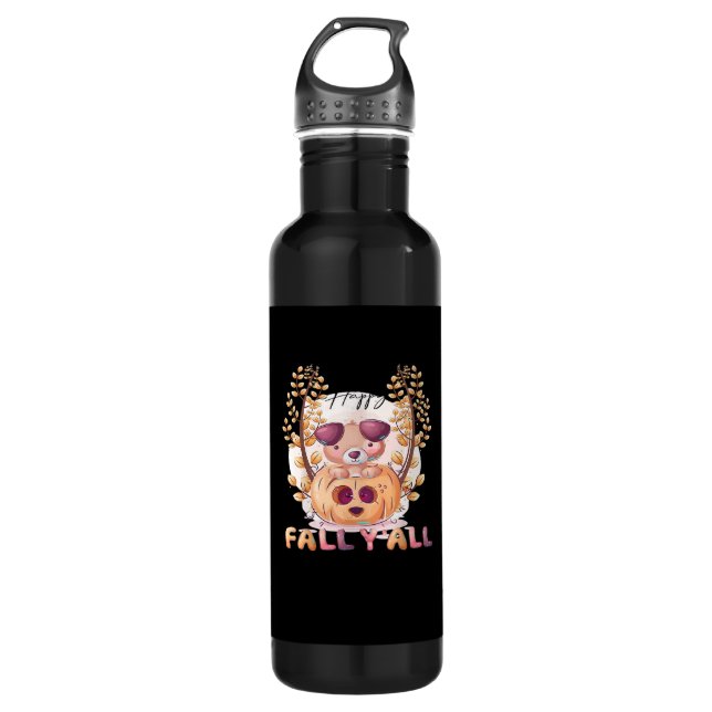 It’s Fall Y’all Pumpkin Autumn Halloween Cat Fall  710 Ml Water Bottle (Front)