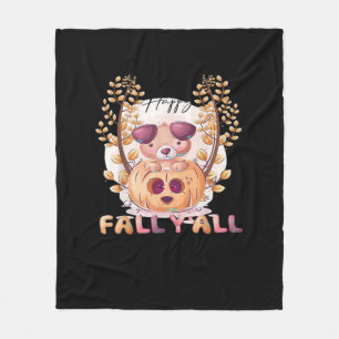 It’s Fall Y’all Pumpkin Autumn Halloween Cat Fall Fleece Blanket